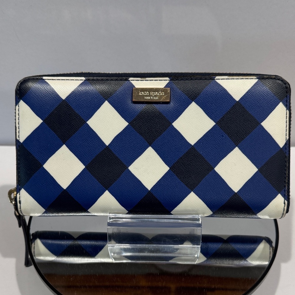 Kate Spade Navy and Cream Checkered Wallet